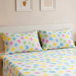 Ammara Leaf Design Polyester Double Bedsheet with 2 Pillow Covers- Multicolor
