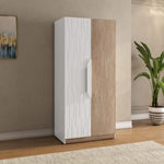 Tron 2 Door Wardrobe- Travertine & White