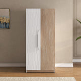 Tron 2 Door Wardrobe- Travertine & White
