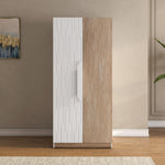 Tron 2 Door Wardrobe- Travertine & White