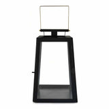 Modern Trapeze Metal & Glass Small Size Lantern (Black & Gold)