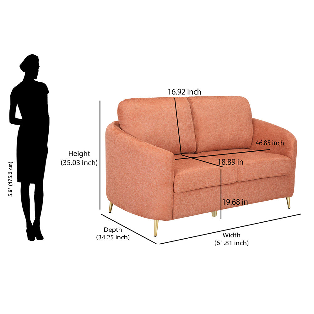 Arch 2 Seater Fabric Sofa- Rust
