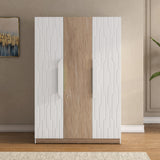Tron 3 Door Wardrobe- Travertine & White