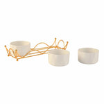 Ceramic 300 ml Bowls Set of 3 with Metal Stand (White)