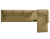 Infinia 4 Seater Leatherette Sofa with Left Lounger and Rectangle Console- Beige