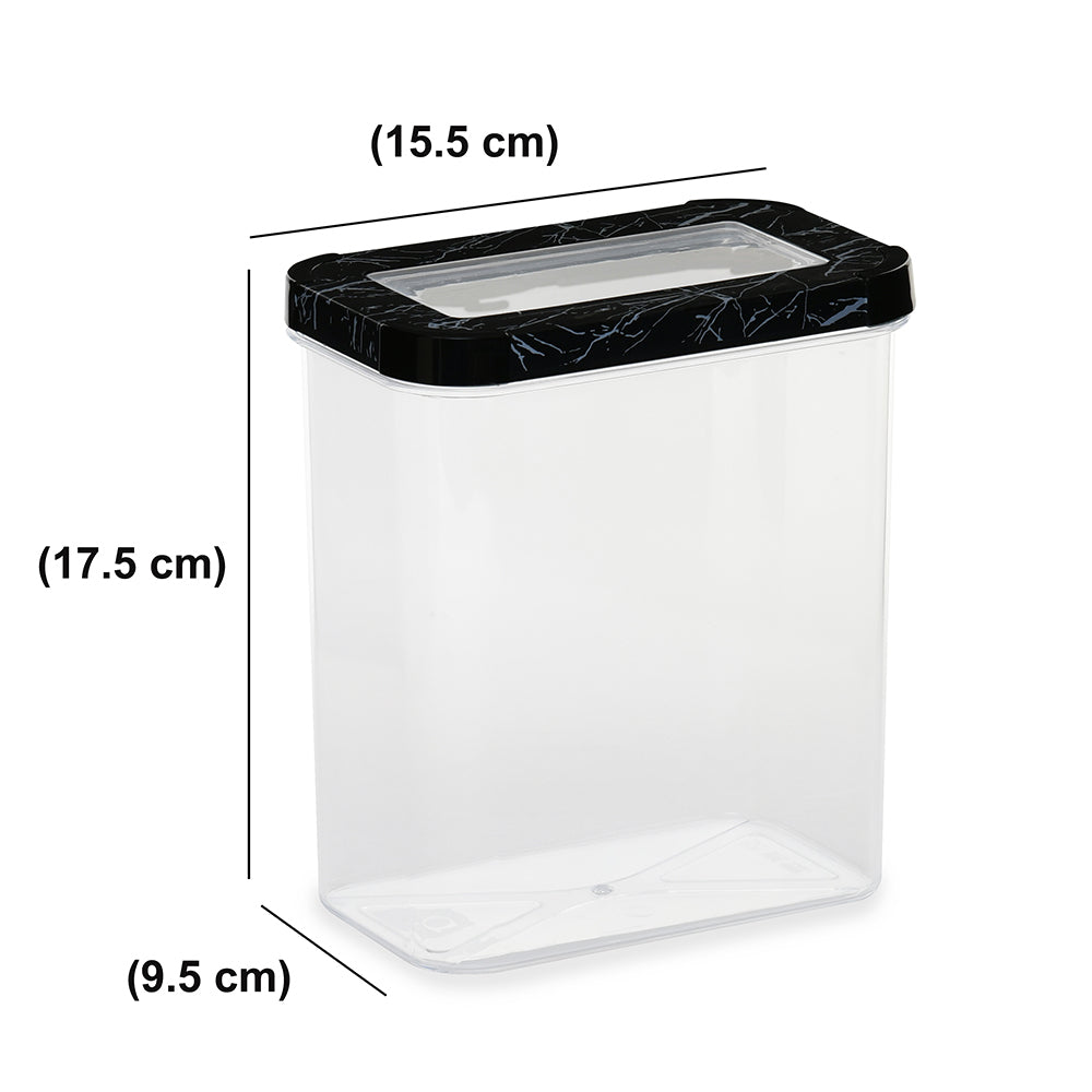 Ebony Rectangular 1800 ml Canister Storage Container- Black