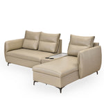 Infinia 3 Seater Leatherette Sofa with Left Lounger and Rectangle Console- Beige