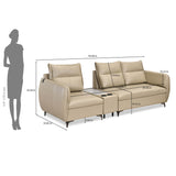 Infinia 1+2 Seater Leatherette Sofa Set with Rectangle Console- Beige
