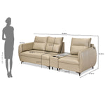 Infinia 2+1 Seater Leatherette Sofa Set with Rectangle Console- Beige