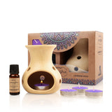 IRIS Amogha Lavender Khus Fragrance Vaporizer with 4 Tealights and Vaporizer Oil (10 ml)