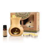 IRIS Amogha Lemon Grass Fragrance Vaporizer with 4 Tealights and Vaporizer Oil (10 ml)