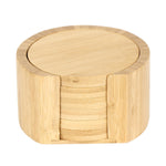 Round Bamboo Coasters Set of 6 with Holder (Light Brown)