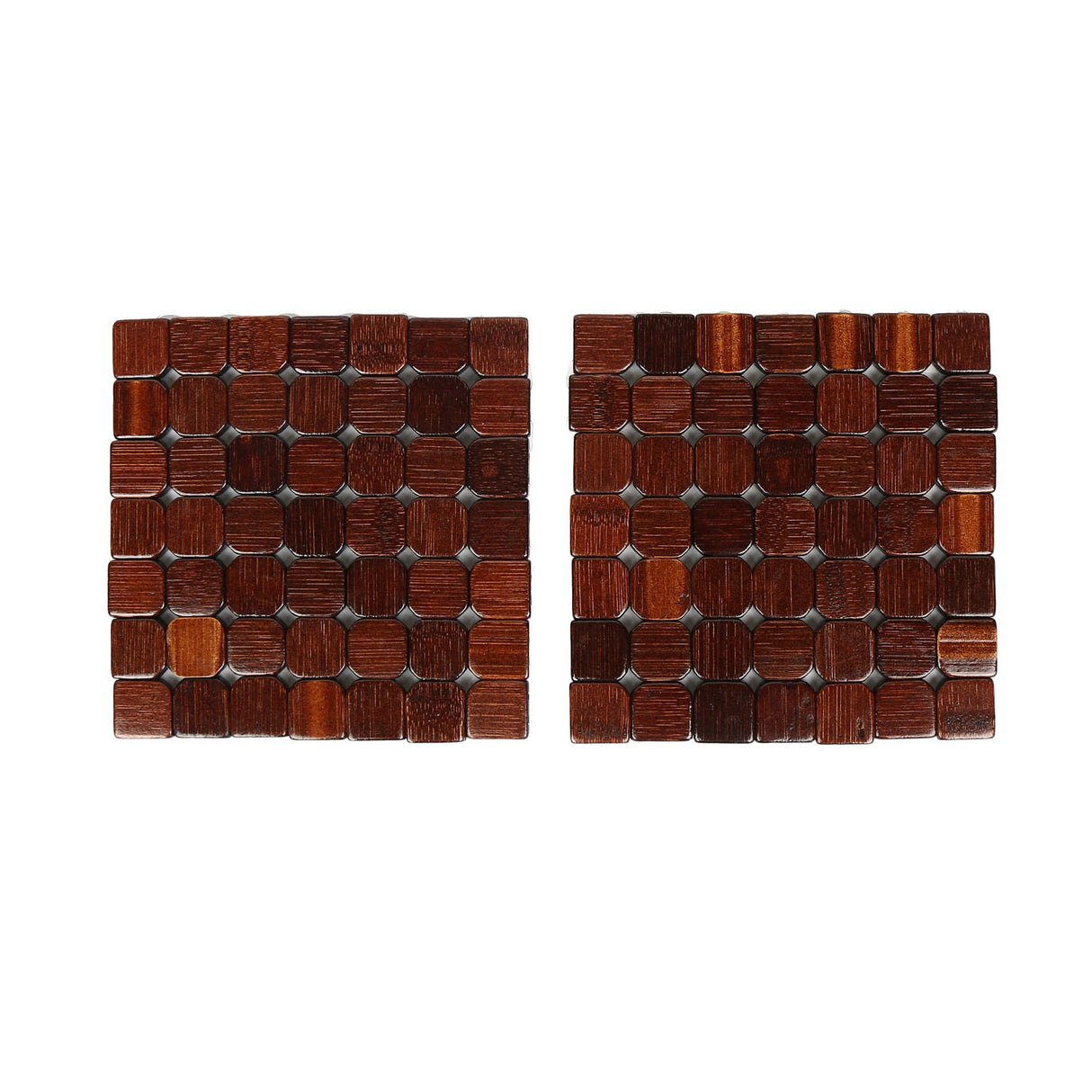 Checkered Bamboo Trivet Set of 2- Brown