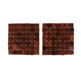 Checkered Bamboo Trivet Set of 2- Brown