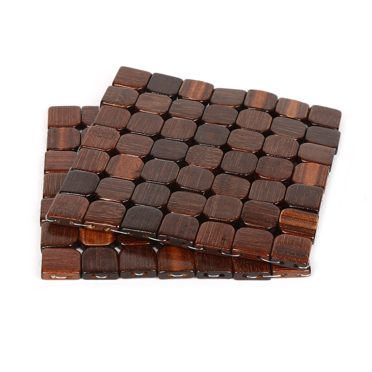 Checkered Bamboo Trivet Set of 2- Brown
