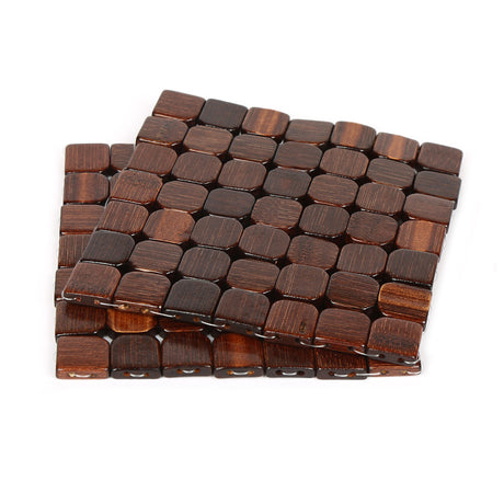 Checkered Bamboo Trivet Set of 2- Brown