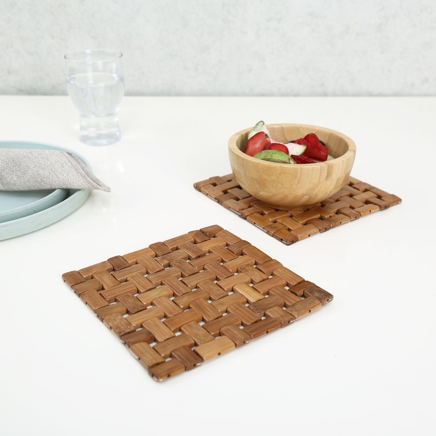 Criss Cross Bamboo Trivet Set of 2- Brown