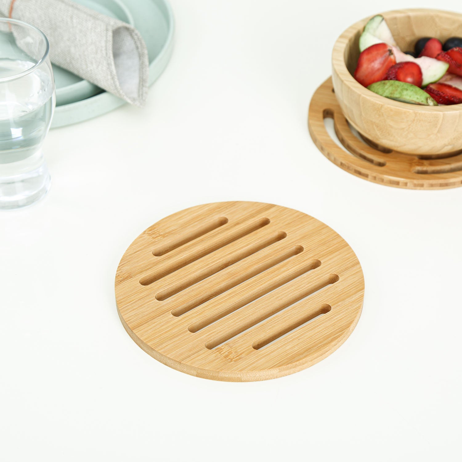 Round Bamboo Trivet- Light Brown