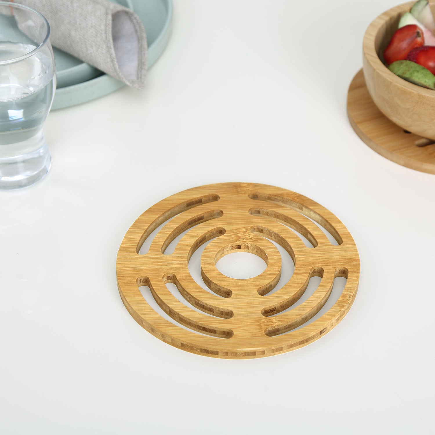 Round Bamboo Trivet- Light Brown