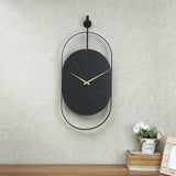 Nilkamal Oval Wooden Metal Wall Clock Black Gold