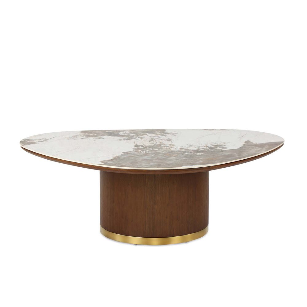 Empera Sintered Top Center Table (Walnut & Beige)