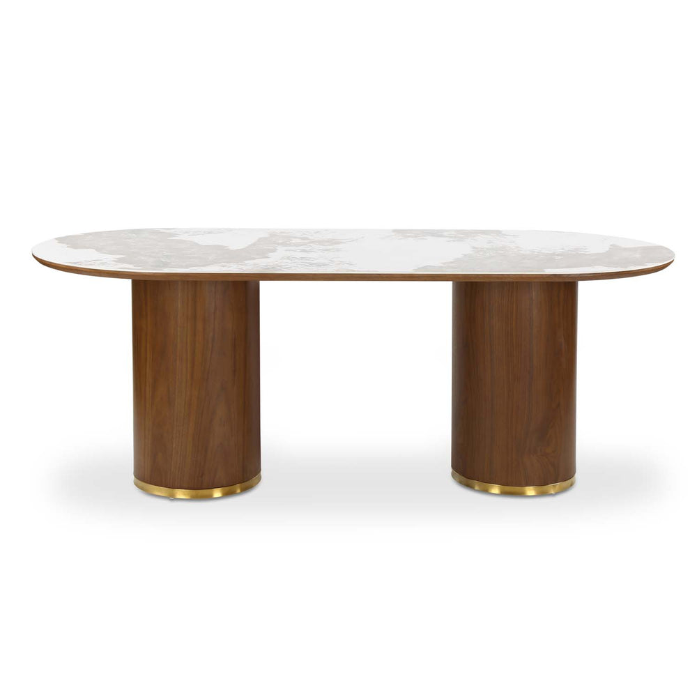 Empera Sintered Top 6 Seater Dining Table (Walnut & Beige)