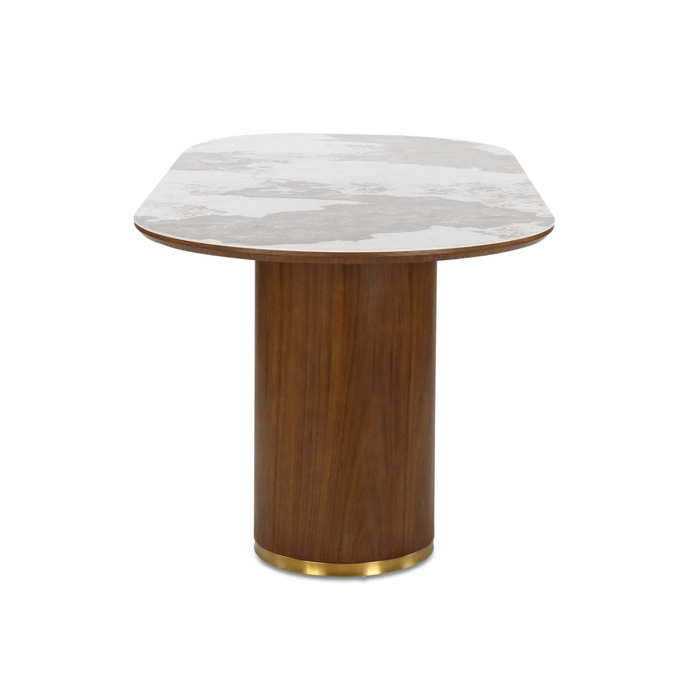 Empera Sintered Top 6 Seater Dining Table (Walnut & Beige)