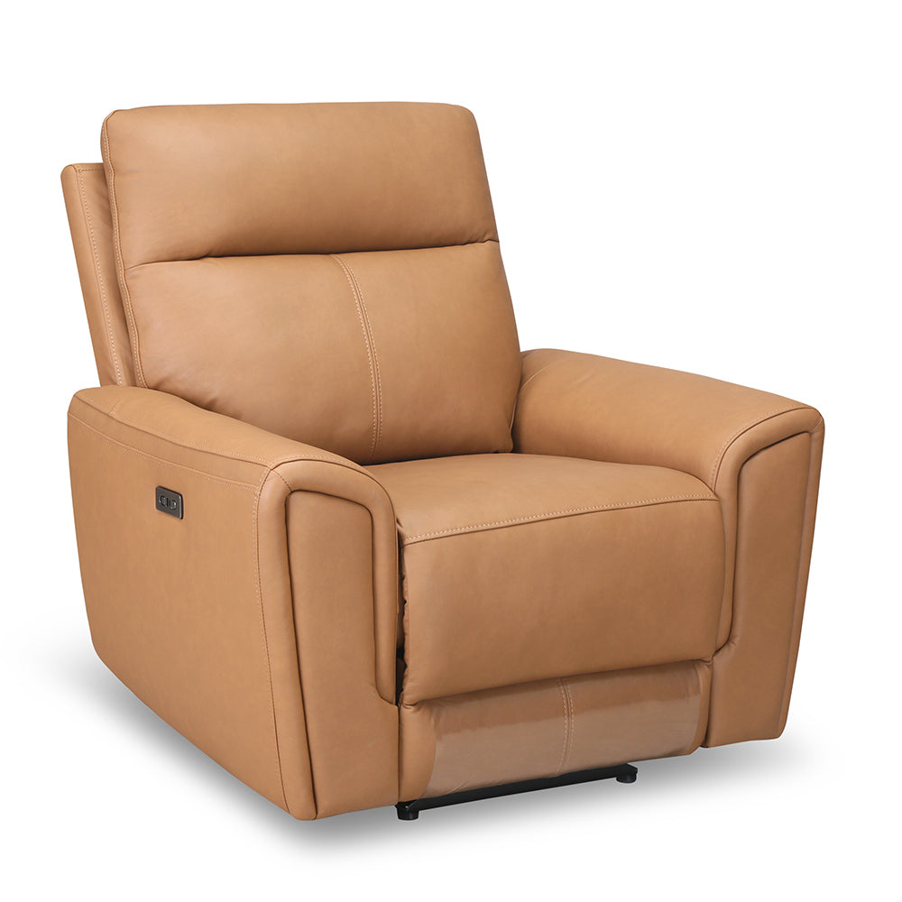 Venosa 1 Seater Electric Recliner Sofa- Tan