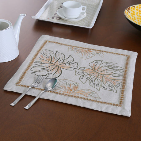 Nilkamal Decorative Leaf Design Cotton Trivet (Multicolor) - 01