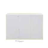 Ivory white sideboard cabinet with glass door back view 2