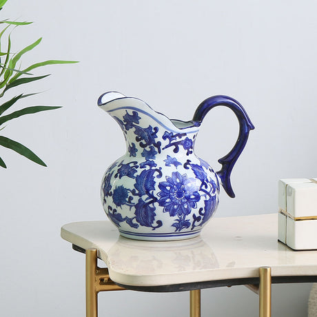 Nilkamal Floral Decorative Porcelain Jar Vase (Blue & White)