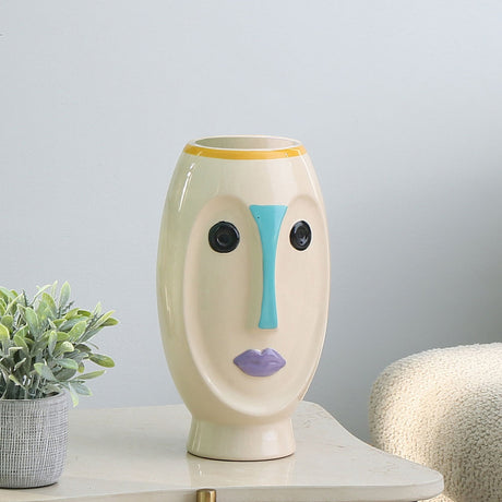 Nilkamal Decorative Girl Face Ceramic Candle Holder (Multicolor)