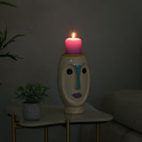 Decorative Girl Face Ceramic Candle Holder (Multicolor)