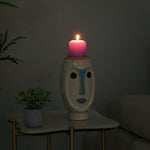 Decorative Girl Face Ceramic Candle Holder (Multicolor)