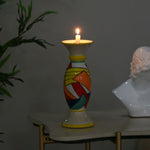 Decorative Hand Painted Ceramic Candle Holder (Small, Multicolor)