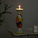 Decorative Hand Painted Ceramic Candle Holder (Large, Multicolor)
