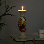 Decorative Hand Painted Ceramic Candle Holder (Large, Multicolor)