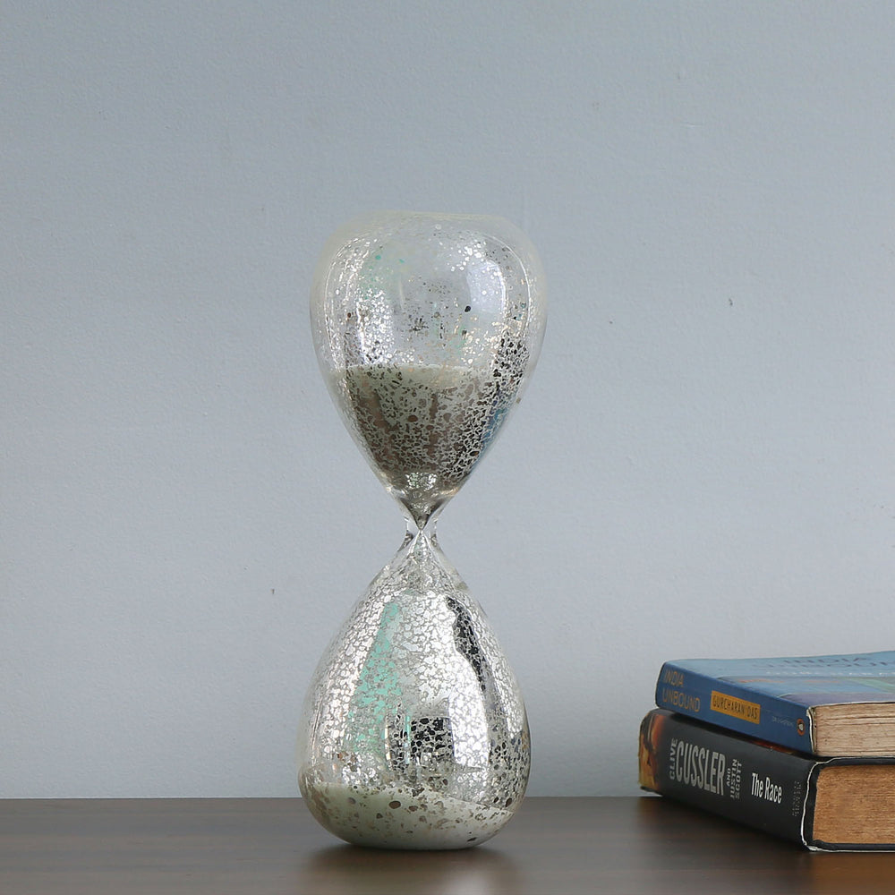 Decorative Sand Hour Glass Showpiece- White
