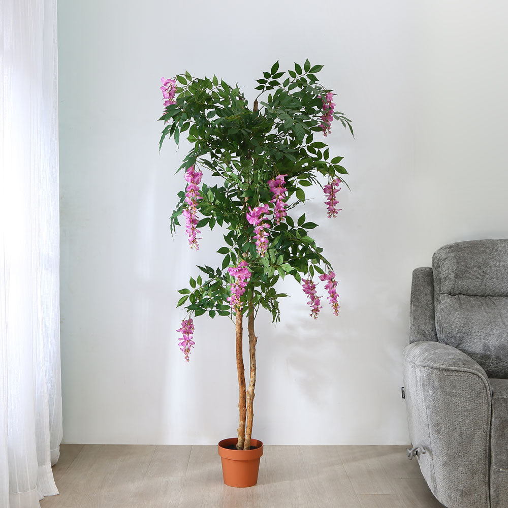 Artificial Wisteria Tree With Pot (Purple & Green)