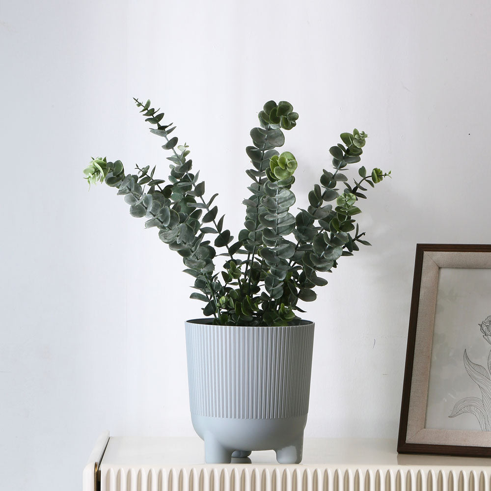 Fluting Design Decorative Polypropylene Planter (Grey)
