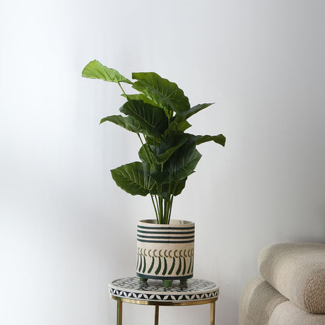 Nilkamal Abstract Design Decorative Dolomite Planter (Blue & White)