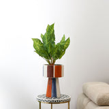 Nilkamal Stripes Design Decorative Dolomite Planter Brown Blue