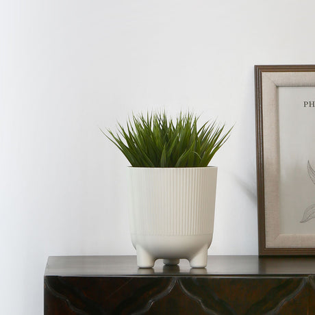 Nilkamal Fluted Design Polypropylene Mini Planter (Cream)