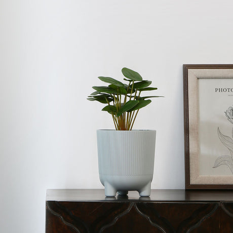 Nilkamal Fluted Design Polypropylene Mini Planter (Grey)