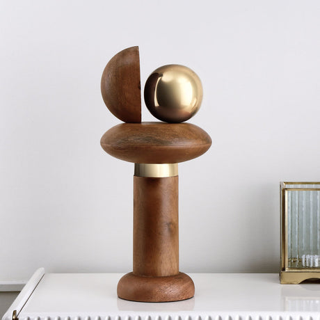 Nilkamal Ball On Pillar Table Decor Showpiece (Large, Brown & Gold)