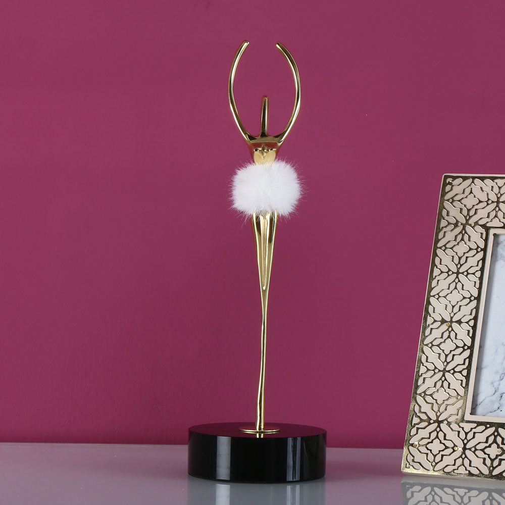 Ballerina Dancing Metal Showpiece- Gold