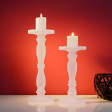 Nilkamal Decorative Frosted Glass Candle Holder Set of 2 (White)
