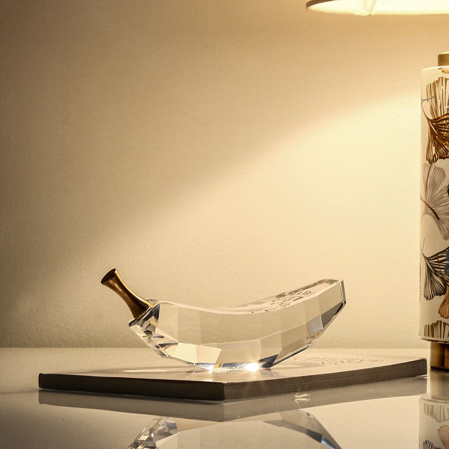 Crystal Banana Decorative Showpiece (Gold & Transparent)