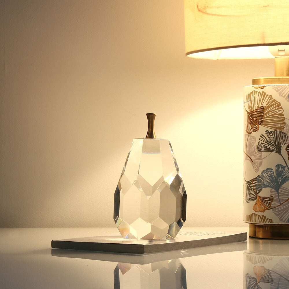 Decorative Crystal Pear Showpiece- Gold
