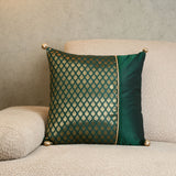 Nilkamal Brocade Polyester 16" x 16" Filled Cushion (Green)